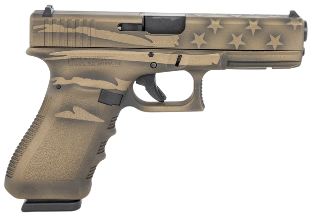 Picture of Glock Pi2250204 G22 Gen3 40 S&W 4.49" 15+1 Overall Black/Coyote Battle Worn Flag Cerakote