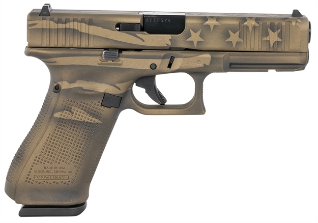 Picture of Glock Ua225s204-Bbwflag G22 Gen3 40 S&W 4.49" 15+1 Overall Black/Coyote Battle Worn Flag Cerakote Polymer Grip Fixed Sights