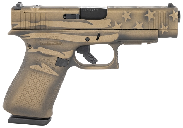 Picture of Glock Ua4850204frmos-Bbbwfla G48 Mos Compact 9Mm Luger 4.17" 10+1 Overall Battle Worn Flag Cerakote Rough Texture Interchangeable Backstraps Grip