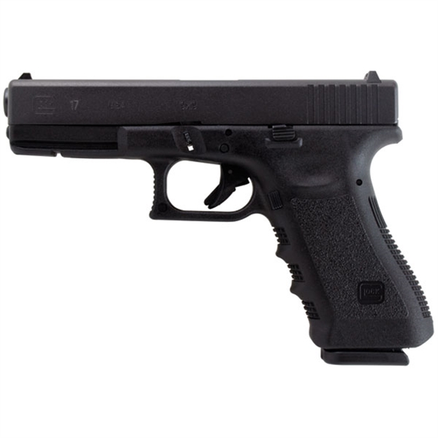 Picture of  Glock Ui1750201 G17 Gen3 Full Size Frame 9Mm Luger 10+1 4.48" Black Steel Barrel, Matte Black Serrated Steel Slide, Black Polymer Frame W/Picatinny Rail, Black Texture Finger Groove Grip, Usa Made
