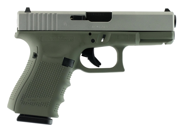 Picture of Glock Ui1950204 G19 Compact Double 9Mm Luger 4.01" 15+1 Forest Green Polymer Grip/Frame Grip Stainless