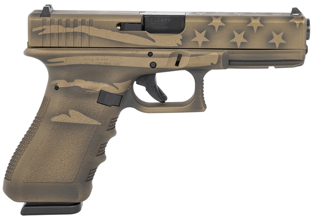 Picture of Glock Ui2250204-Bbbwflag G22 Gen3 40 S&W 4.49" 15+1 Overall Black/Coyote Battle Worn Flag Cerakote Polymer Grip