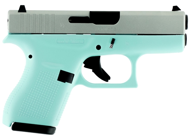 Picture of Glock Ui4250201res G42 Subcompact Double 380 Automatic Colt Pistol (Acp) 3.25" 6+1 Robin Egg Blue Polymer Grip/Frame Grip Silver Aluminum Alloy