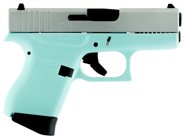 Picture of Glock Pi4350201res G43 Subcompact Double 9Mm Luger 3.39" 6+1 Robin Egg Blue Polymer Grip/Frame Silver Aluminum Cerakote