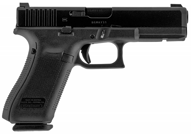 Picture of Glock Um175f33a G17  9Mm Luger 4.49" 17+1 Black Black Steel Slide Black Polymer Grip Flared Ameriglo Sights
