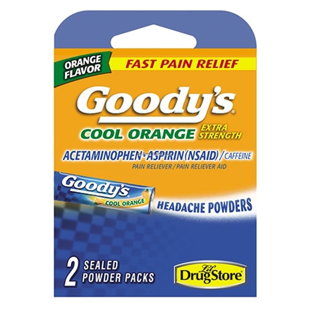 Picture of Goody's Headache Powders - Cool Orange - Extra Strength - Acetaminophen-Aspirin - 2 Powder Packs