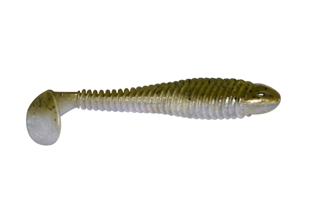 Picture of Googan Baits Saucy Swimmer 3.8", Green Pumpkin Pearl GSW-38-GPP