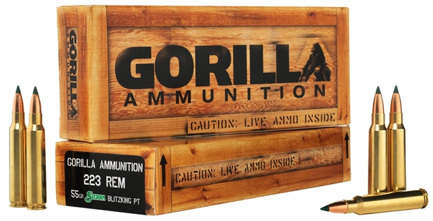 Picture of Gorilla Ammunition Ga22355sbk Gorilla Match 223 Remington/5.56 Nato 55 GR Sierra Blitzking 20 Bx/ 10 CS