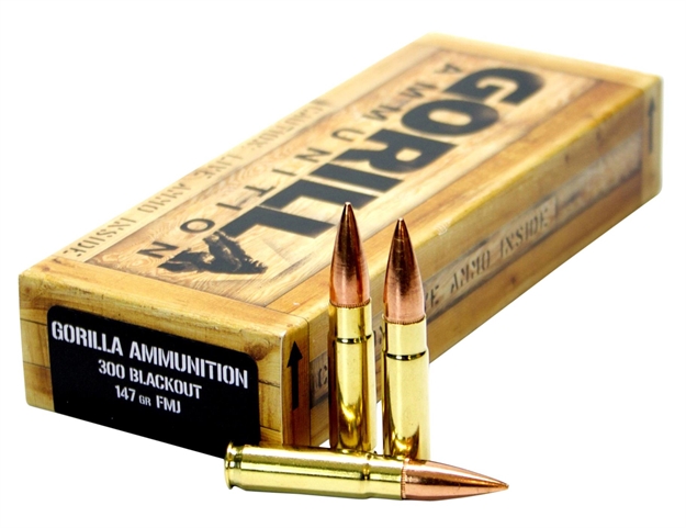 Picture of Gorilla Ga300147fmj Gorilla Match 300 Aac Blackout/Whisper (7.62X35mm) 147 GR Full Metal Jacket 20 Bx/ 10 CS