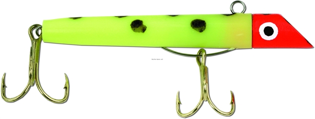 Picture of Got-Cha 100 Series Plug, 3", 1 Oz, SZ 2 & 4 Hook, Red Chartreuse With Dots/Gold Hook