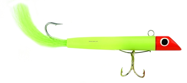 Picture of Got-Cha 100 Series Plug With Bucktail, 3", 1 Oz, SZ 4 Treble & 2/0 Single Hook, Red Chartreuse/Chartreuse Tail