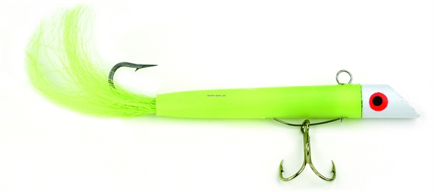 Picture of Got-Cha 100 Series Plug With Bucktail, 3", 1 Oz, SZ 4 Treble & 2/0 Single Hook, White/Chartreuse Tail