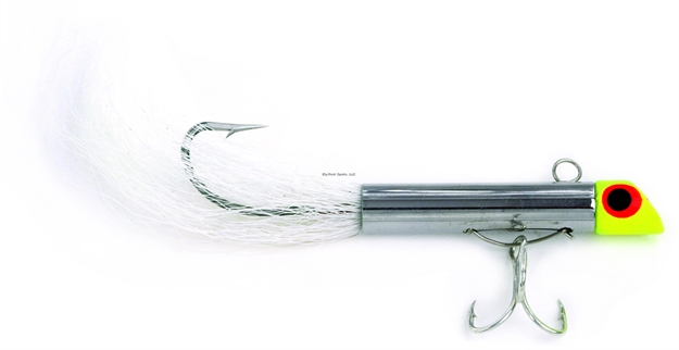Picture of Got-Cha 1200 Series Mini Plug With Bucktail, 1 3/4", 5/8 Oz, #6 Treble & 2/0 Single Hook, Yellow Chrome/White Tail