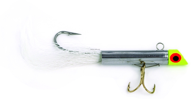 Picture of Got-Cha 1200 Series Mini Plug With Bucktail, 1 3/4", 5/8 Oz, #6 Treble & 2/0 Single Hook, Yellow Chrome/White Tail/Gold Hook