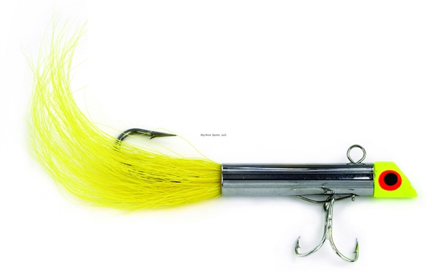 Picture of Got-Cha 1200 Series Mini Plug With Bucktail, 1 3/4", 5/8 Oz, #6 Treble & 2/0 Single Hook, Yellow Chrome/Yellow Tail