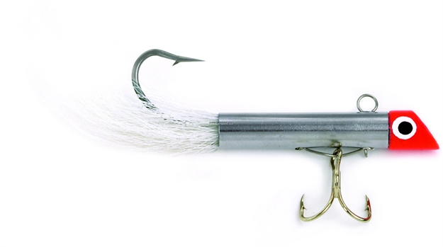 Picture of Got-Cha 1300 Series Mini Plug With Bucktail, 1 3/4", 5/8 Oz, #6 Treble & 2/0 Single Hook, Red Gold/White Tail/Gold Hook