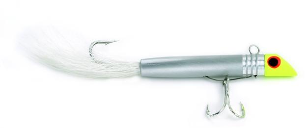 Picture of Got-Cha 300 Series Plug, 2 1/2", 7/8 Oz, #4 Treble & 2/0 Sgl Tail Hook, Yellow Chrome/White Tail