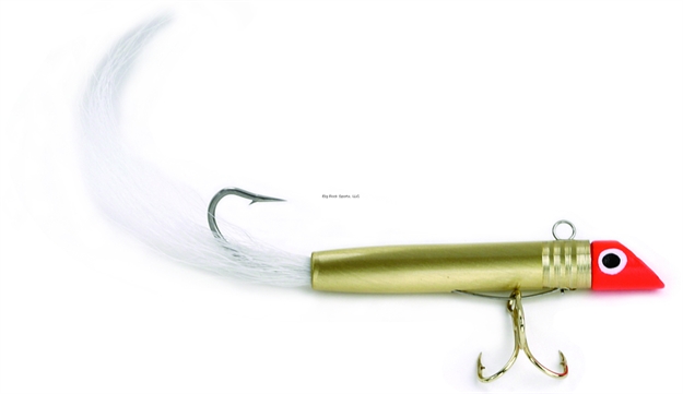 Picture of Got-Cha 400 Series Plug, 2 1/2", 7/8 Oz, #4 Treble & 2/0 Sgl Tail Hook, Red Gold Body/White Tail/Gold Hook