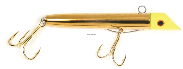 Picture of Got-Cha 600 Series Plug, 3", 1 Oz, #2 & #4 Hooks, Yellow Head, Gold Body, Red Hook