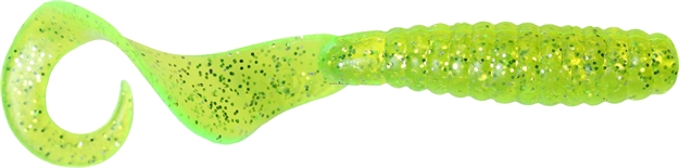 Picture of Got-Cha Curltail Grub, 4", Chartreuse/Silver Flake, 20/Pack