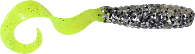 Picture of Got-Cha Curltail Grub, 4", Clear Flake/Chartreuse Tail, 20/Pack