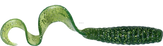 Picture of Got-Cha Curltail Grub, 4", Dark Green/Silver Flake, 20/Pack