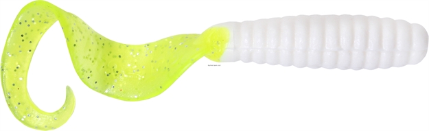 Picture of Got-Cha Curltail Grub, 4", White/Chartreuse Tail, 20/Pack