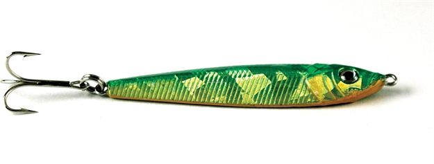Picture of Got-Cha Jigfish Lure, 3", 1 1/2 Oz, SZ 4 Treble Hook, Green/Chartreuse/Orange