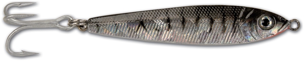 Picture of Got-Cha Jigfish Lure, 3 1/2", 2 Oz, 1/0 Treble Hook, Black/Silver Tiger