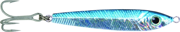 Picture of Got-Cha Jigfish Lure, 4", 4 Oz, 3/0 Treble Hook, Chrome/Blue