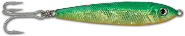 Picture of Got-Cha Jigfish Lure, 4", 4 Oz, 3/0 Treble Hook, Green/Chartreuse/Orange