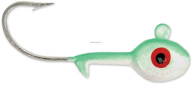 Picture of Got-Cha Multi-Color Grub Head, 1/4 Oz, 1/0 Hook, White/Lime, 7/Pack