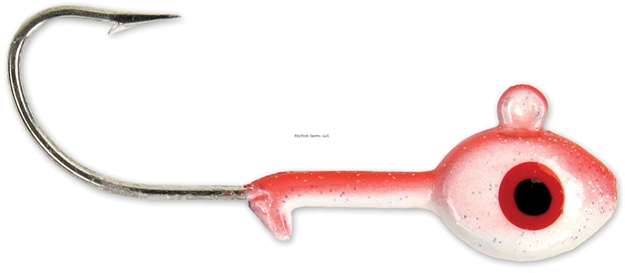 Picture of Got-Cha Multi-Color Grub Head, 1/4 Oz, 1/0 Hook, White/Red, 7/Pack