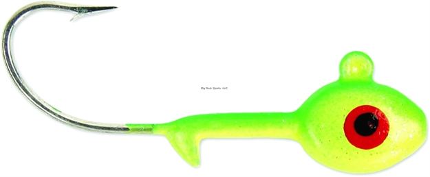 Picture of Got-Cha Multi-Color Grub Head, 3/8 Oz, 2/0 Hook, Chartreuse/Lime, 7/Pack