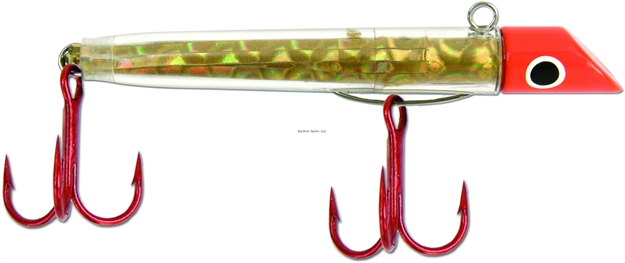 Picture of Got-Cha Mylar Minnow Series Plug, 3", 1 Oz, Size 2 & 4 Hook, Red Gold Prism/Red Hook