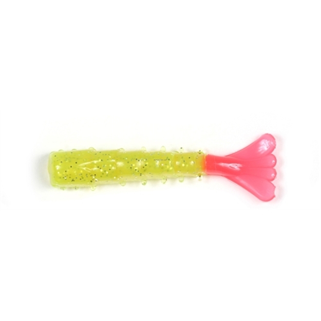 Picture of Got-Cha Shrimp Tail, 3", Chartreuse/Silver Flake/Firetail, 15/Pack