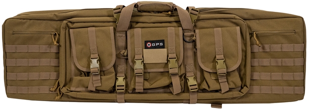 Picture of Gps Bags Drc42fde Double Rifle Case Flat Dark Earth 600D Polyester W/ 2 Padded Pistol Sleeves Molle Webbing & Lockable Zippers DRC42-FDE