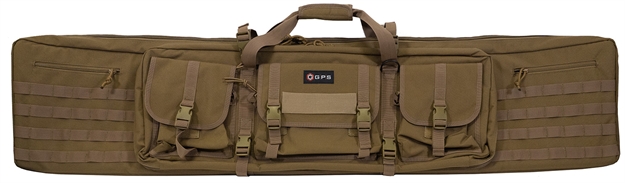 Picture of Gps Bags Drc55fde Double Rifle Case Flat Dark Earth 600D Polyester W/ 2 Padded Pistol Sleeves Molle Webbing & Lockable Zippers DRC55-FDE
