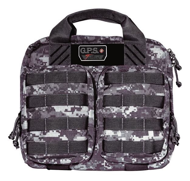 Picture of Gps Bags T1413pcg Double +2 Tactical Gray Digital 1000D Nylon Teflon Coating With Visual ID Storage System, Lockable Ykk Zippers, Molle Webbing & Ammo Storage Pockets Holds UP TO 4 Handguns GPS-T1413PCGD 819763011860