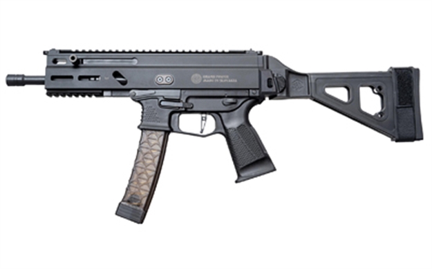 Picture of Grand Power 850003223056 Sp9a1 Stribog 9Mm Luger 30+1 8" Black Threaded Barrel M-Lok Handguard Black Aluminum Picatinny Rail Receiver SB Tactical Brace, Black Polymer Grip, Thread Protector SP9A1-SB