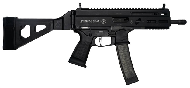 Picture of Grand Power 850003223056 Sp9a1 Stribog 9Mm Luger 30+1 8" Black Threaded Barrel M-Lok Handguard Black Aluminum Picatinny Rail Receiver SB Tactical Brace, Black Polymer Grip, Thread Protector SP9A1-SB -