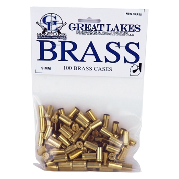 Picture of Great Lakes Firearms & Ammo Lakes Brass 9Mm Luger New 100Ct