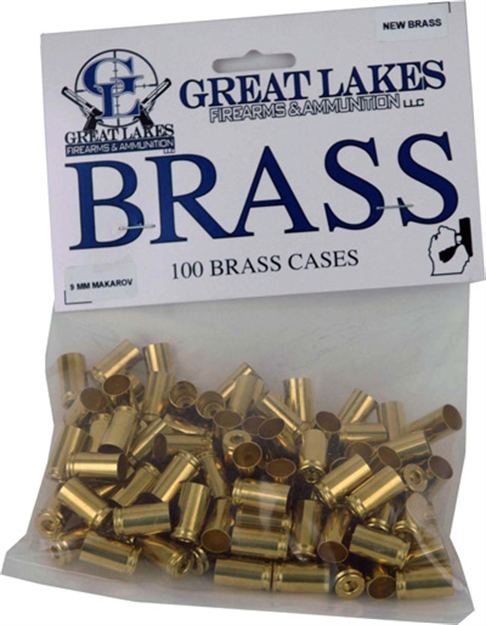 Picture of Great Lakes Firearms & Ammo Lakes Brass 9X18mm Makarov New 100Ct