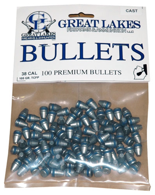 Picture of Great Lakes Firearms & Ammo Lakes Bullets .38/.357 .358 105Gr. Lead-Tcfp 100Ct