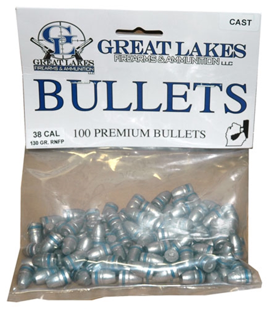 Picture of Great Lakes Firearms & Ammo Lakes Bullets .38/.357 .358 130Gr. Lead-Rnfp 100Ct