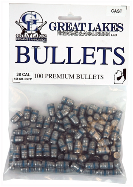 Picture of Great Lakes Firearms & Ammo Lakes Bullets .38/.357 .358 158Gr. Lead-Rnfp 100Ct
