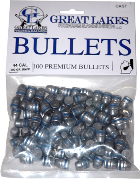 Picture of Great Lakes Firearms & Ammo Lakes Bullets .44 Cal. .430 200Gr. Lead-Rnfp 100Ct