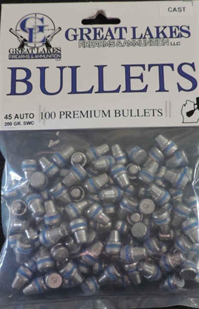 Picture of Great Lakes Firearms & Ammo Lakes Bullets .45Acp .452 200Gr. Lead-Swc 100Ct