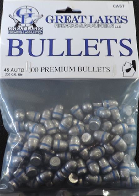 Picture of Great Lakes Firearms & Ammo Lakes Bullets .45Acp .452 230Gr. Lead-Rn 100Ct