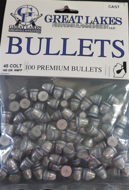 Picture of Great Lakes Firearms & Ammo Lakes Bullets .45Lc .452 180Gr. Lead-Rnfp 100Ct